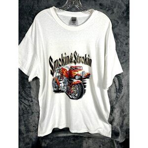 Men’s Classic Car Shirt Smokin & Stroking Hot Rod T Shirt Adult X Large T Shirt